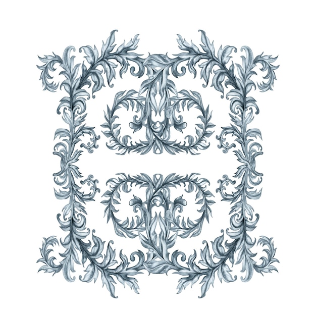 Patrón de acuarela floral abstracta monocromática gris con ramas y hojas para una cosecha elegante