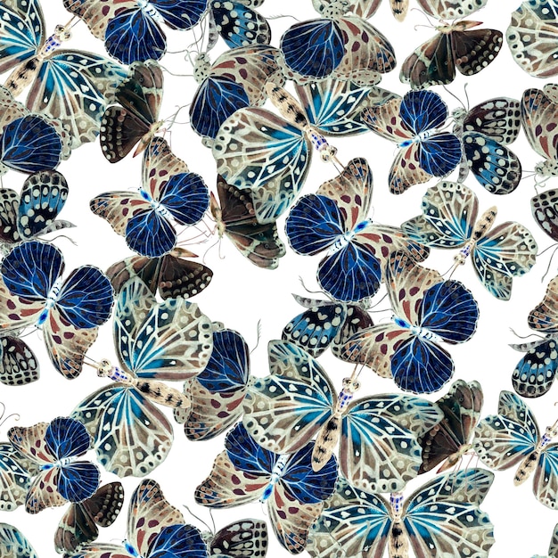 Patrón de acuarela con hermosas mariposas Ilustración
