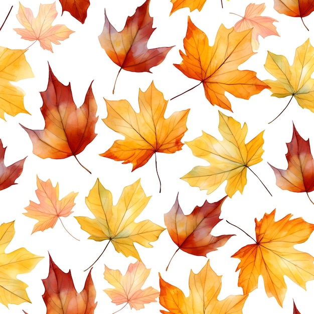 Un patrón de acuarela de hojas de otoño.