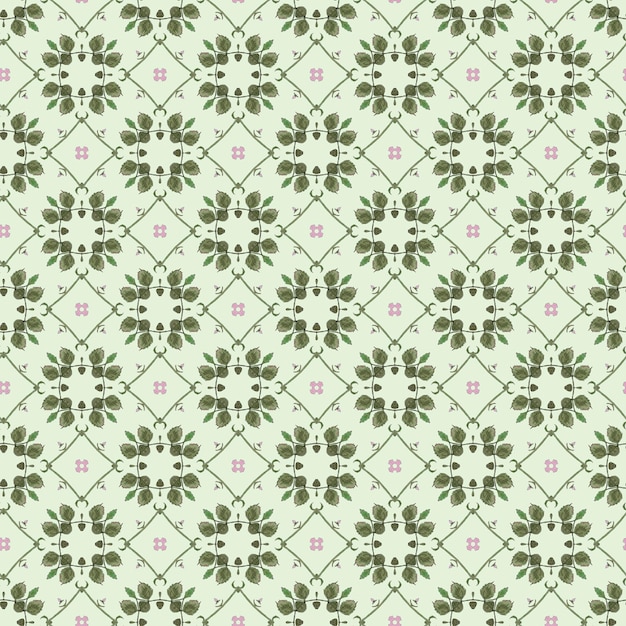 Patrón de acuarela transparente de flores y hojas de rosa vintage