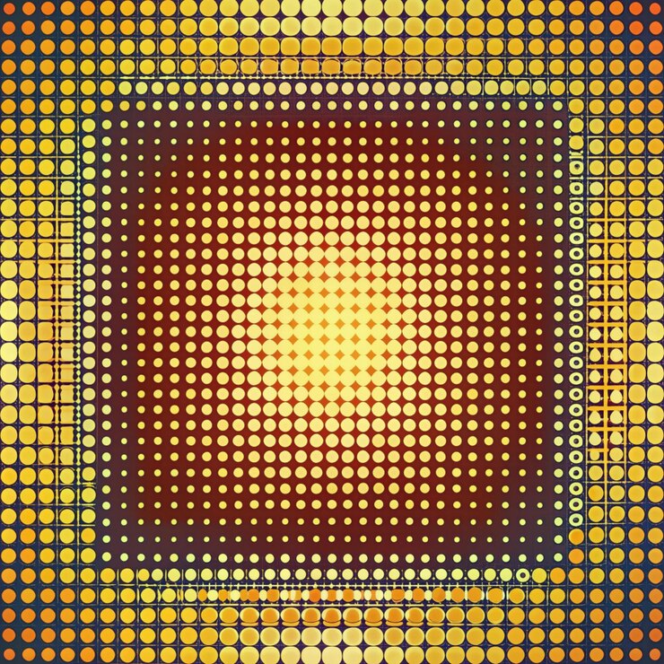 Foto el patrón amarillo y naranja sobre un fondo rojo