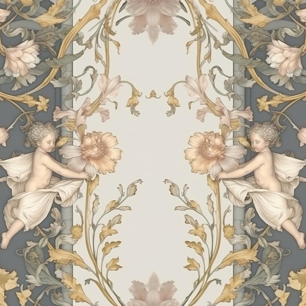 El patrón de los ángeles en el fresco vintage