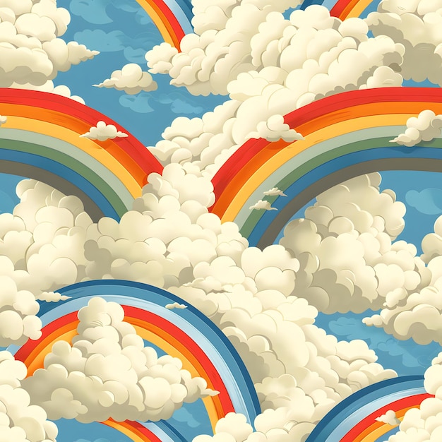El patrón de arco iris y nubes de primavera