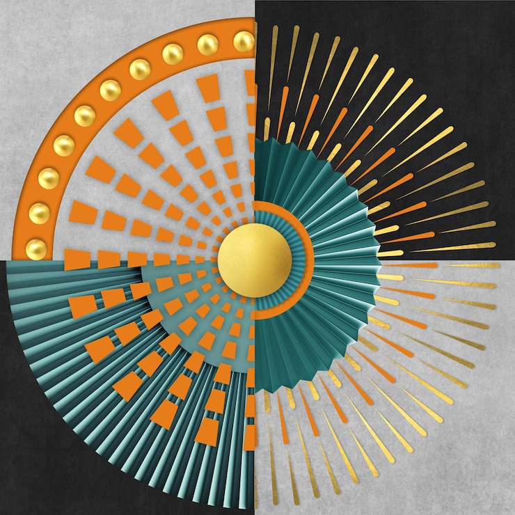 Foto patrón de arte de círculo geométrico abstracto, cuadro colgante creativo, círculo dorado