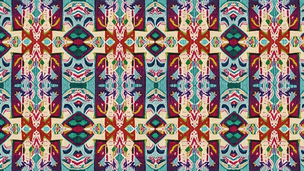 Patrón de arte popular sin costuras con colores audaces textura bordado mexicano