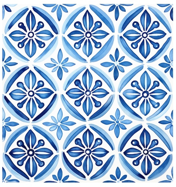 Un patrón de azulejos azulejos de acuarela