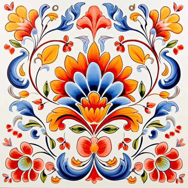 patrón de azulejos sin costura floral ornamento adornado gzhel diseño victoriano pintura retro vintage