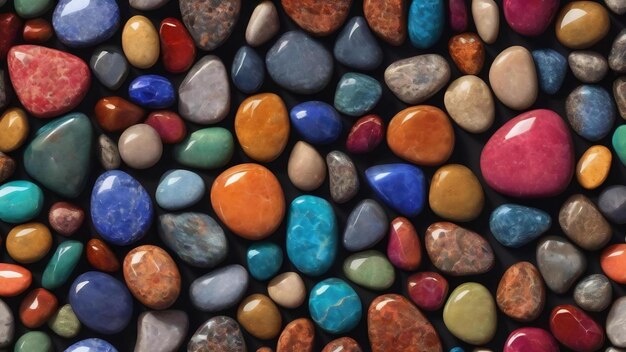 Patrón de azulejos sin costuras de piedras multicolores en una cuadrícula