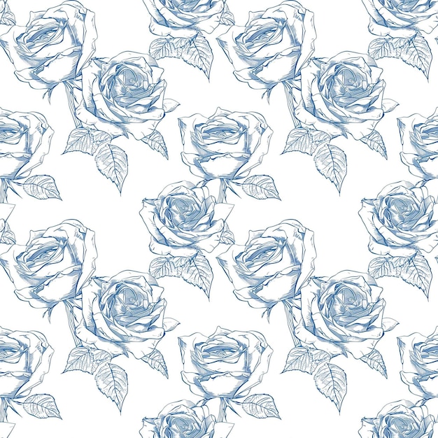 Patrón de azulejos de rosas Diseño floral Tilework con patrón botánico