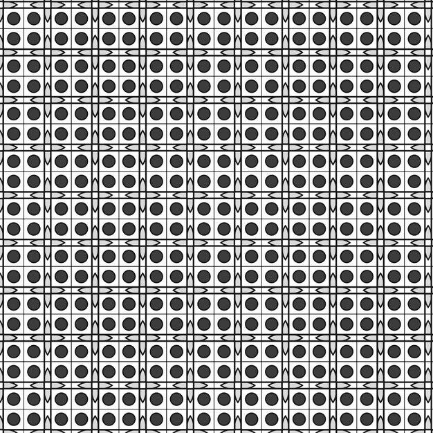 Patrón blanco y negro con círculos sobre un fondo blanco.