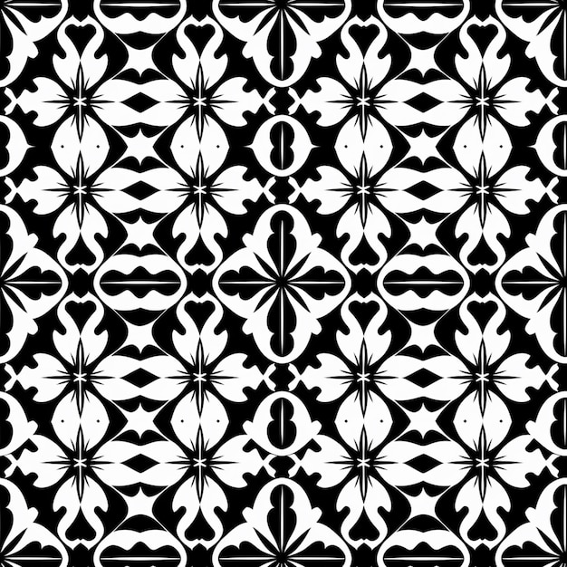 un patrón en blanco y negro con un diseño estilizado ai generativo