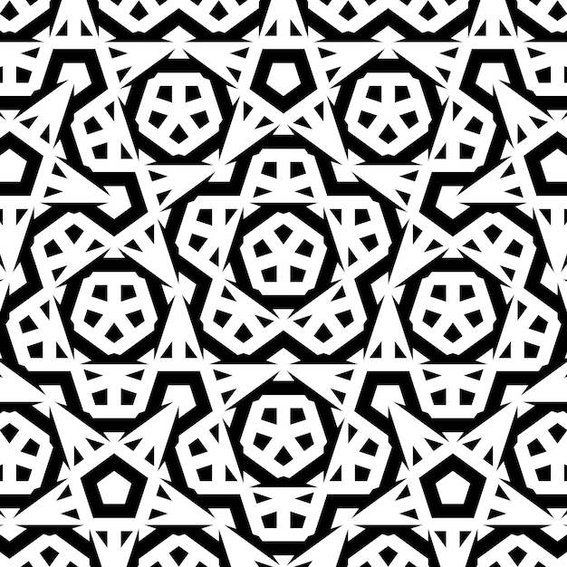 Patrón blanco y negro con un diseño geométrico.