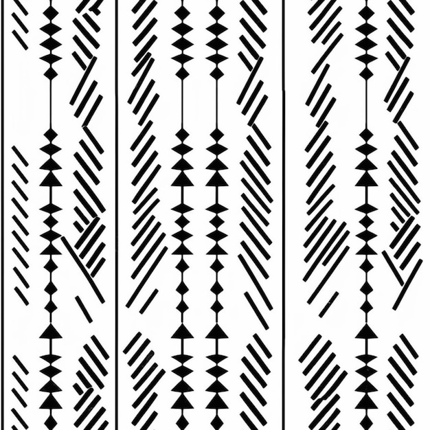 Foto un patrón en blanco y negro con flechas en un fondo blanco generativo ai