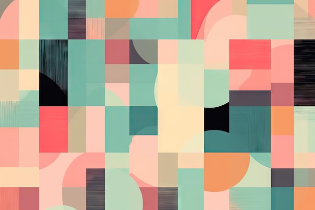 Patrón de bloques de colores llamativos sobre un fondo pastel suave creado con inteligencia artificial generativa