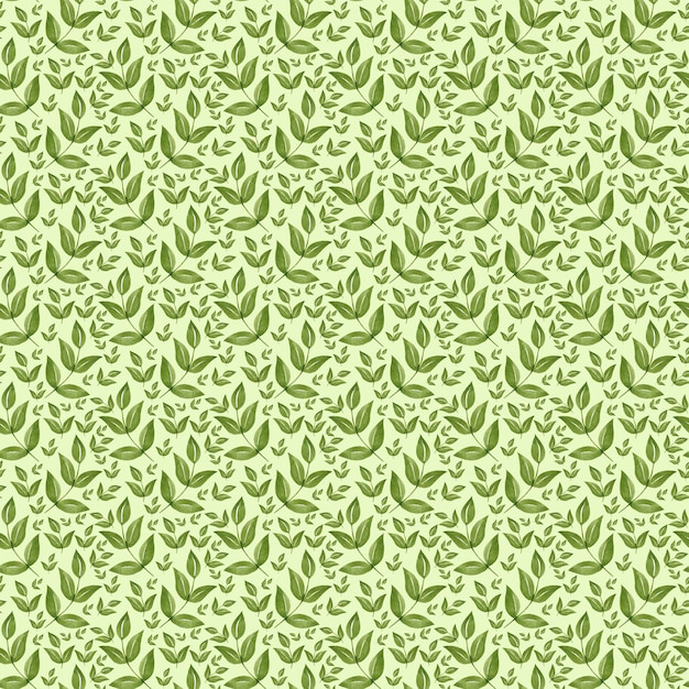 Patrón botánico de acuarela con hojas verdes.