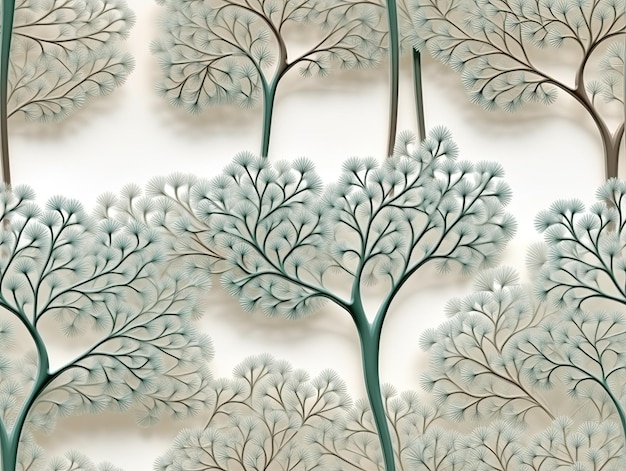 Patrón botánico sin costuras con diseño de fondo de papel tapiz de papel digital de árbol hermoso AI generativa