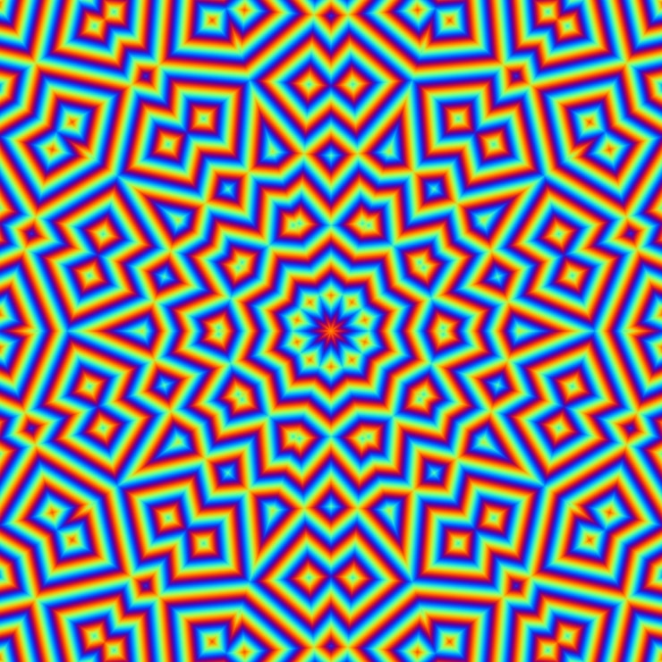 Foto patrón brillante abstracto psicodélico hipnótico. caleidoscopio multicolor