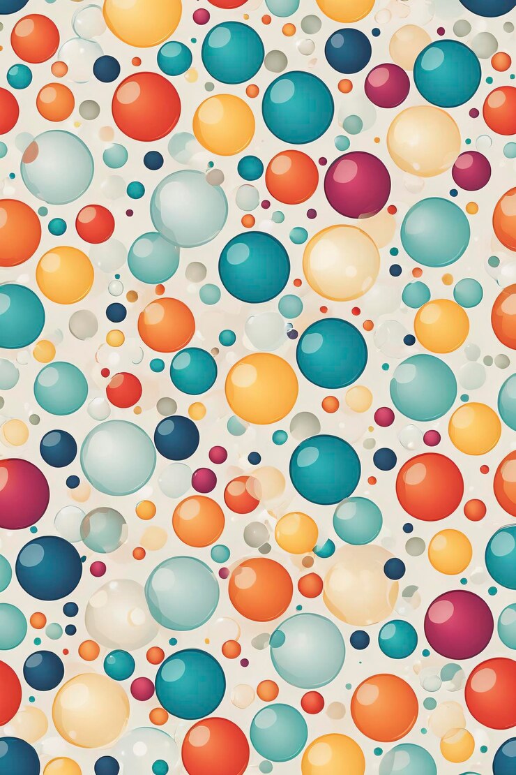 patrón de burbujas abstractas con esferas multicolores en un fondo claro creando un aspecto divertido