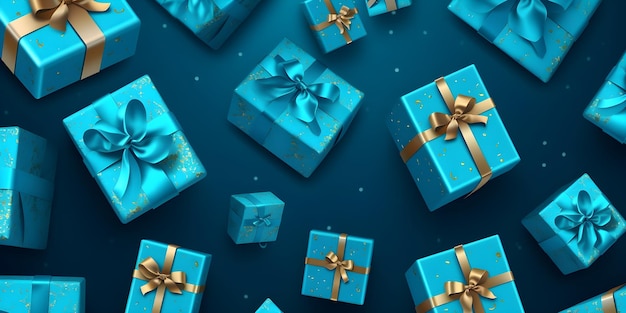 Patrón de cajas de navidad azul