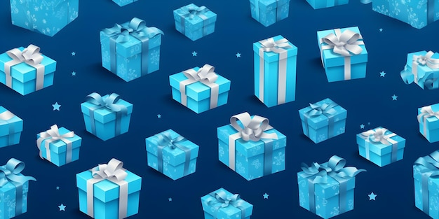 Patrón de cajas navideñas azules