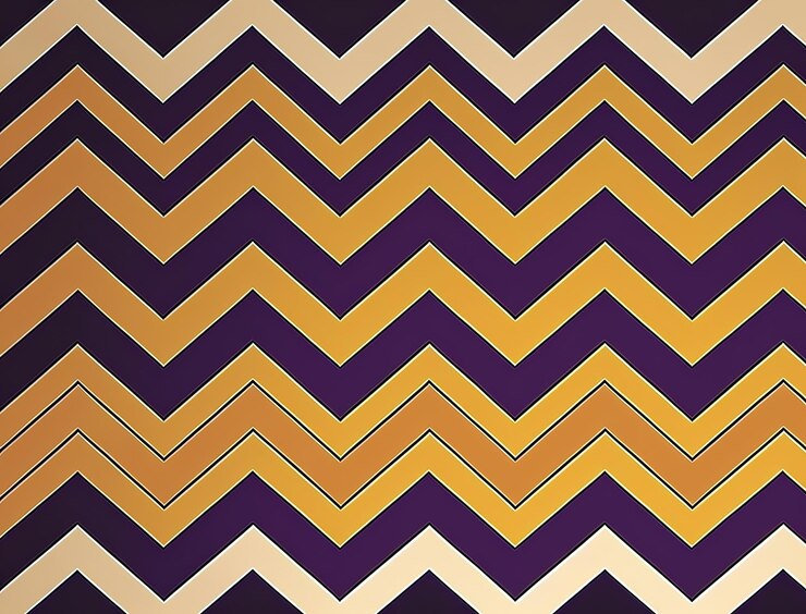 Foto un patrón de chevron morado y dorado con un patrón en zigzag.