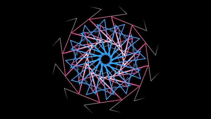 Foto patrón circular hipnótico de líneas geométricas de colores sobre fondo negro animación de stock hermosa
