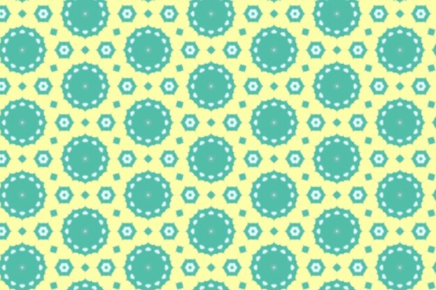 un patrón con círculos azules y verdes en un fondo amarillo