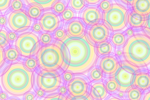 Patrón de círculos caóticos en tono pastel multicolor para fondo abstracto