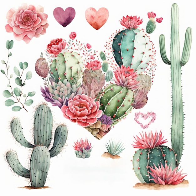 Patrón de colores con plantas de cactus