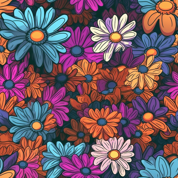 patrón con coloridas pequeñas flores de primavera
