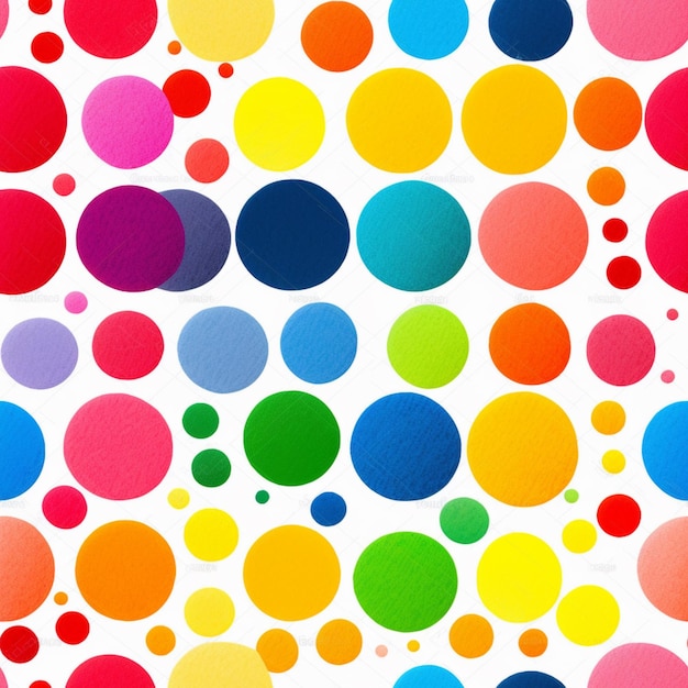 Un patrón colorido de círculos que están por toda la parte superior.