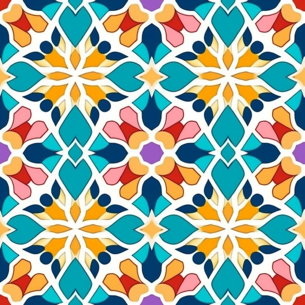 Un patrón colorido con un diseño geométrico.