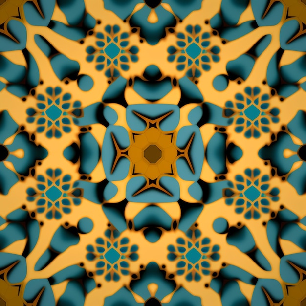 Un patrón colorido con un fondo azul y naranja.