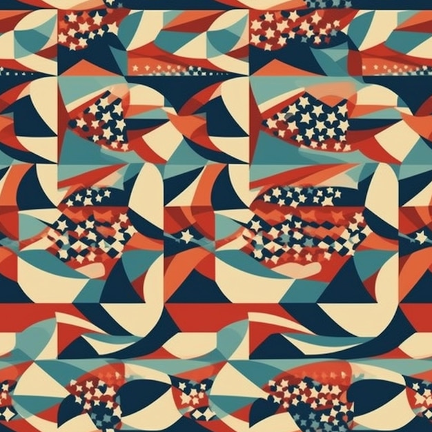 Un patrón colorido con peces y estrellas.