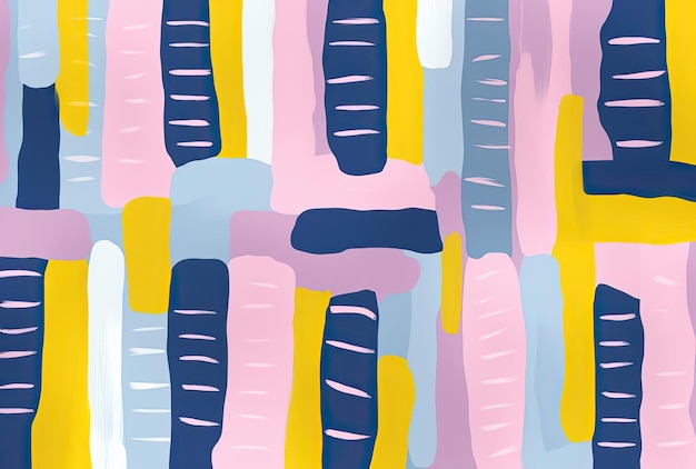un patrón con contornos de líneas en un fondo azulado en el estilo de amarillo y rosa