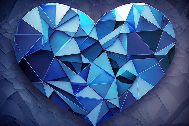 Patrón de corazón azul geométrico abstracto creado con ai generativo