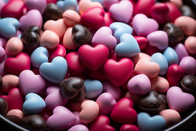 patrón de corazones de caramelo sobre fondo rosa