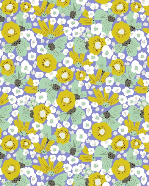 patrón sin costura floral flor flor flor de hojas ilustración
