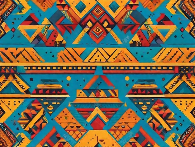 Foto patrón sin costura geométrico africano vectorial con efecto grunge