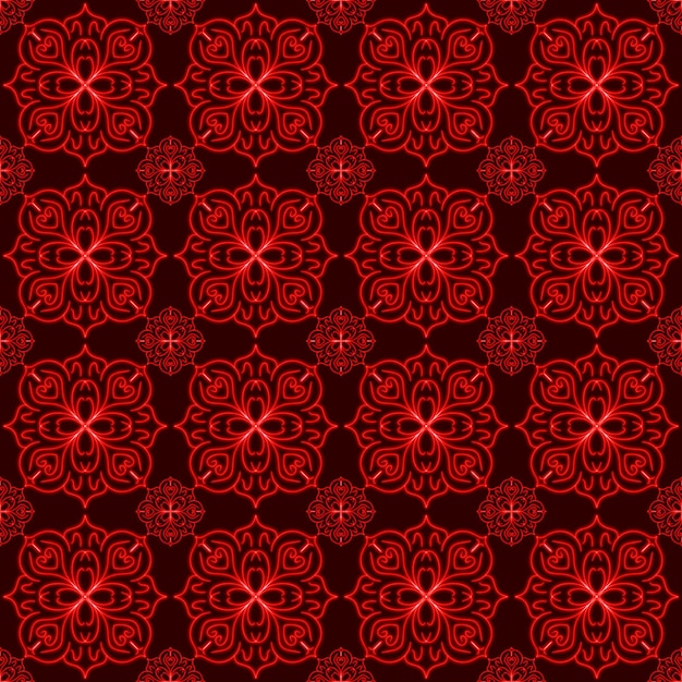 patrón sin costuras abstracto línea de flores florales rojas