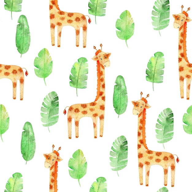 Patrón sin costuras de acuarela con animales dibujados a mano papel tapiz exótico para papel de envolver telas