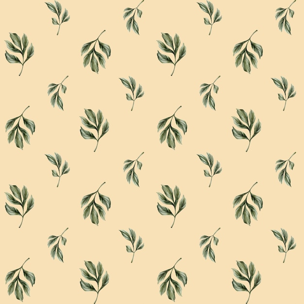 Patrón sin costuras de acuarela floral con hojas de peonía verde en rosa claro para envolver la tela de diseño