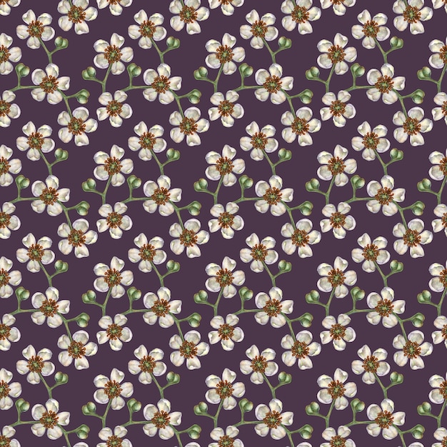 Patrón sin costuras de acuarela con hojas de frutas de kiwi y flores en flor para fondos de telas