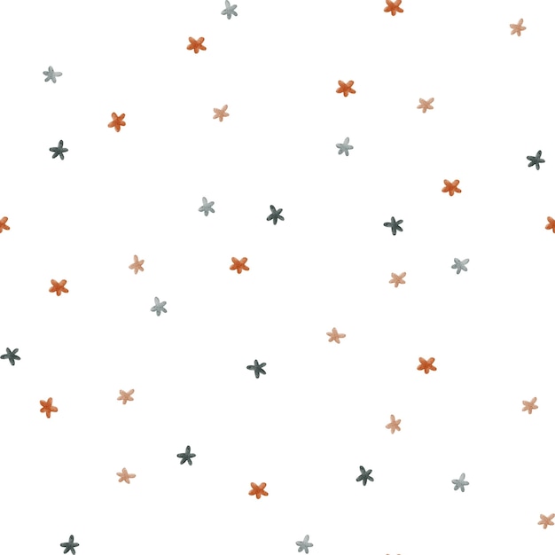 Patrón sin costuras en acuarela con pequeñas estrellas bonitas Ilustración dibujada a mano para papel de embalaje de tela sobre fondo blanco