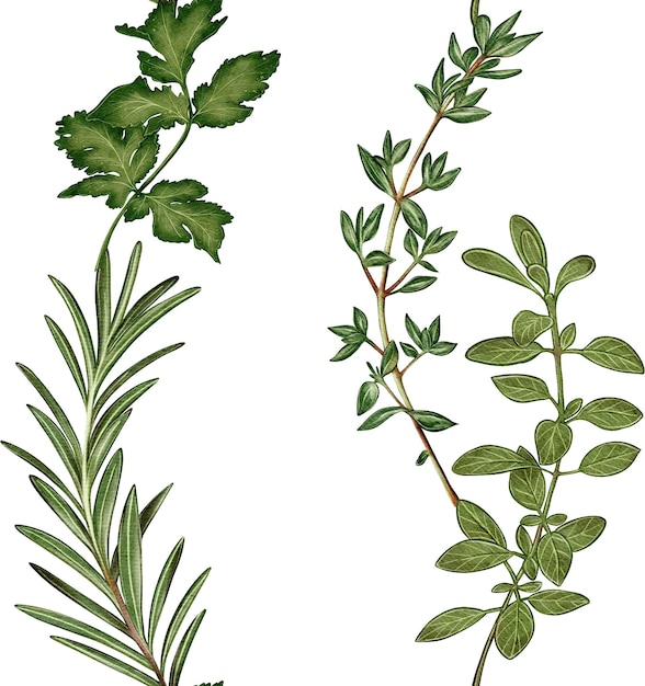 patrón sin costuras de acuarela con rayas verticales de romero tomillo cilantro y otras hierbas ideal