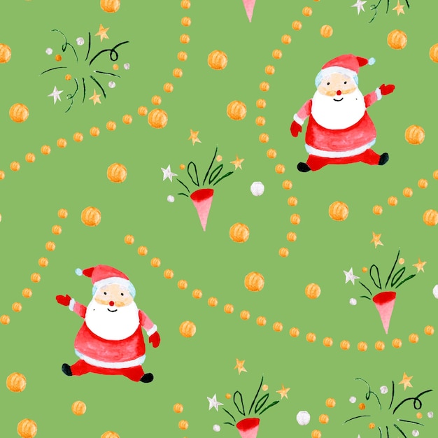 Patrón sin costuras para Año Nuevo y Navidad Dibujos en acuarela