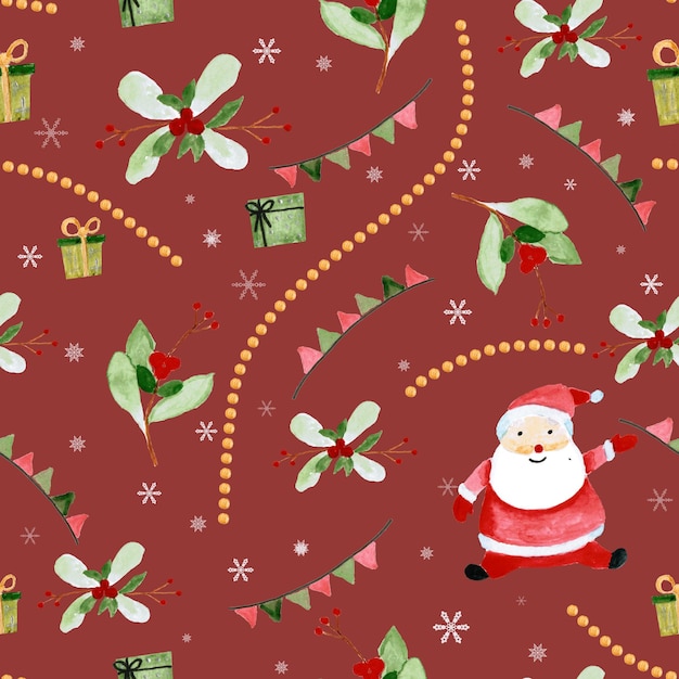 Patrón sin costuras para Año Nuevo y Navidad Dibujos en acuarela