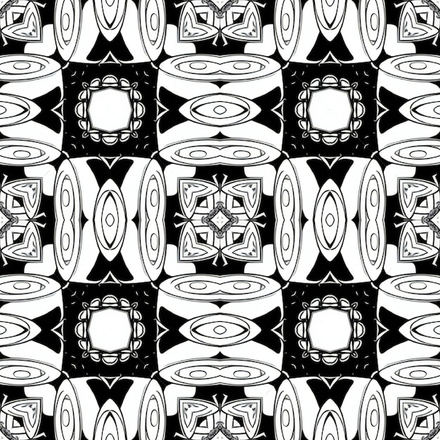 Patrón sin costuras en blanco y negro con ornamento geométrico abstracto