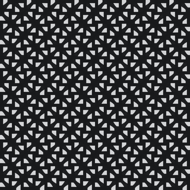Patrón sin costuras en blanco y negro con pequeños triángulos sobre un fondo negro.