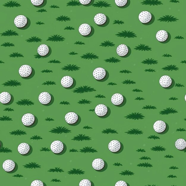 Foto un patrón sin costuras de bolas de golf y ramas de pino en un fondo verde generativo ai